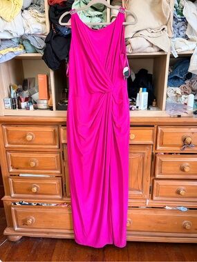 Ralph Lauren Fuchsia Sleeveless Draped Maxi Dress